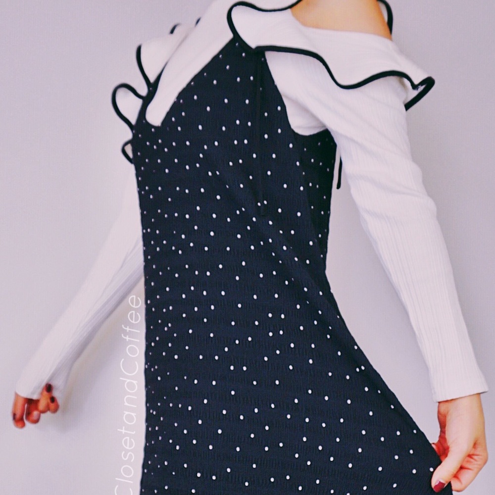 Crinkle Chiffon Polka Dot Dress